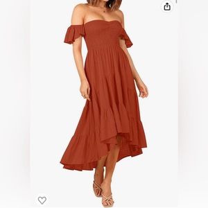 Zesica Womens Off The Shoulder dress in Rust New With Tags  Size Large